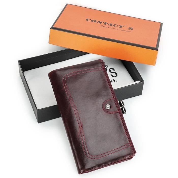 Porte-cartes De Crédit Slim En Cuir Véritable - Marron Foncé, Dimensions 10.8x7.4x1 Cm, Minimaliste Et Portable Pour Poche Avant