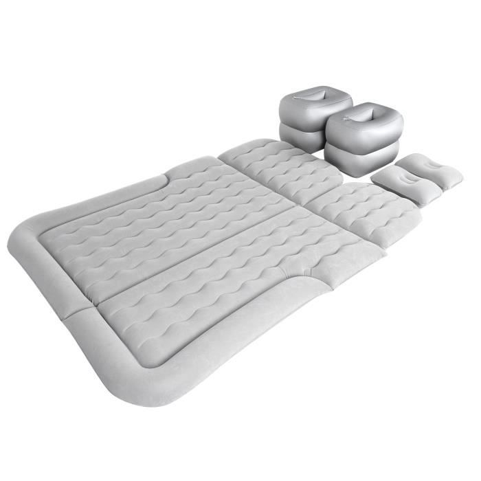 Matelas Gonflable De Voyage Pour Voiture Et Camping - 80x130cm, Tissu Velours, Couleurs Beige/gris/noir