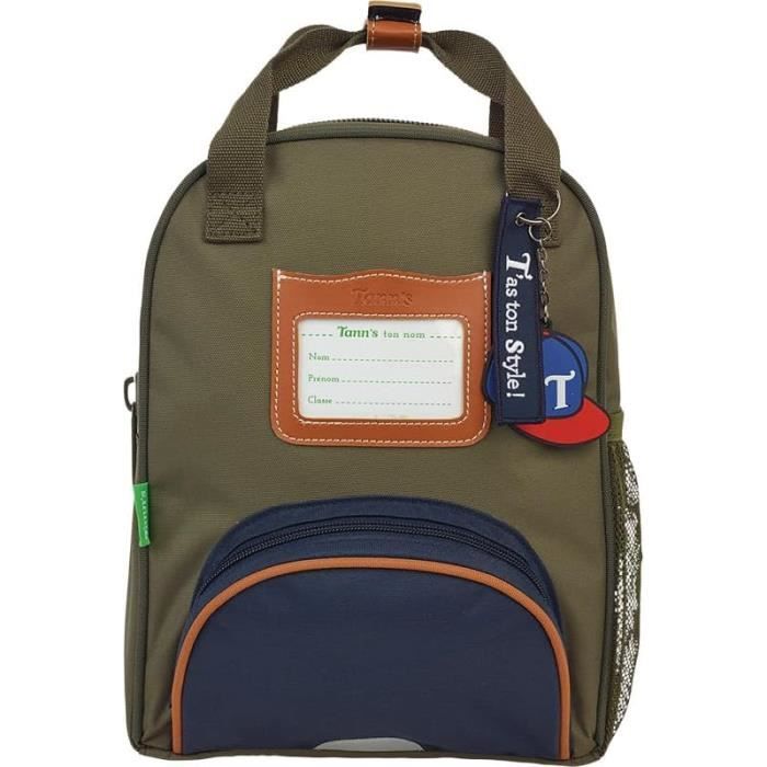 Sac Maternelle Garçon Cartable Tann's Axel 38 Cm Kaki/Bleu Éco