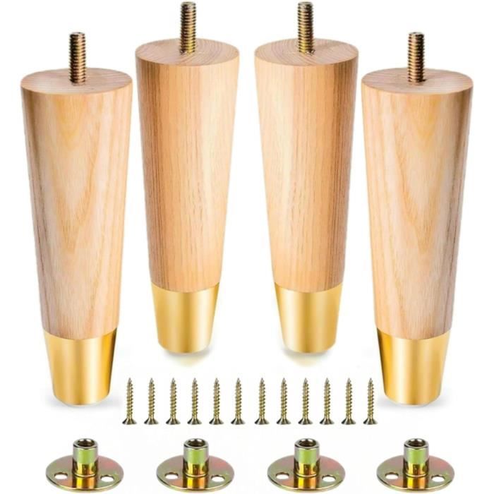 Lot De 4 Pieds En Bois à Visser Pour Fauteuil Ou Petit Meuble - VidaXL - Marron