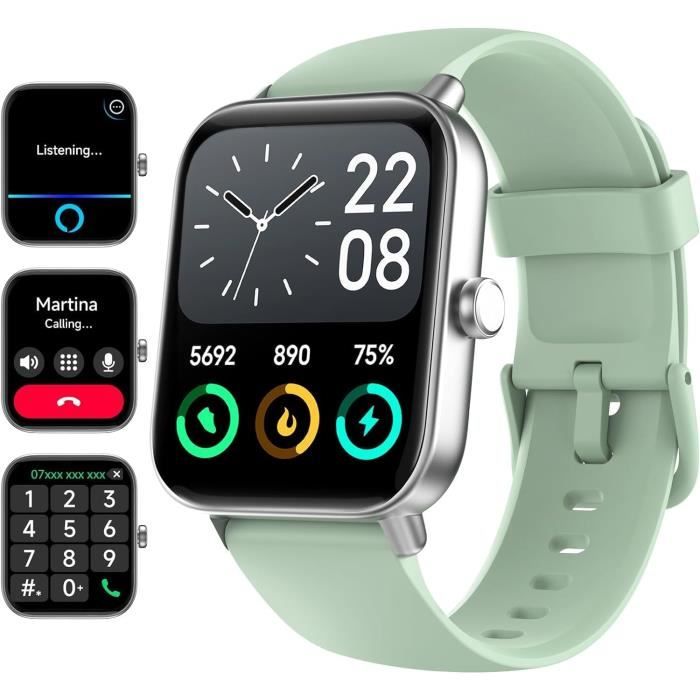 Smartwatch étanche Homme/femme - 44mm, Compatible Android/iOS, Noir