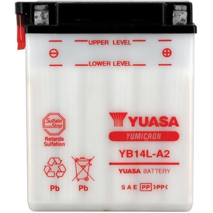 YUASA - Batterie Moto 12V Avec Entretien Sans Pack Acide Yb14L-A2