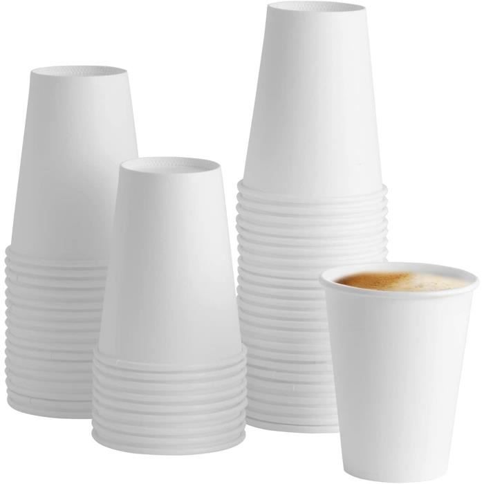 Fit Meal Prep Lot de 100 gobelets jetables en carton blanc de 118 ml avec couvercles