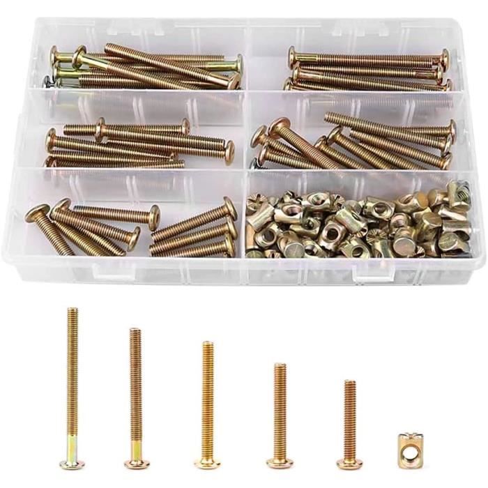 5 Ensembles Boulons Meuble M6x75mm + écrous Barillet - Tête Bronze - Uxcell