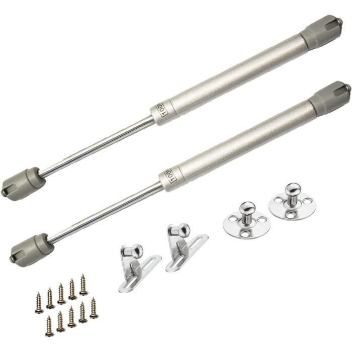 Vérins à Gaz 100N/10kg Lot De 2 Ou 4 | Pour Porte Meuble Cuisine | Longueur 270mm | Argent