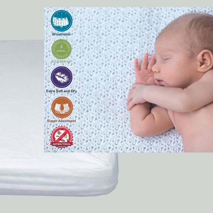 Protège-matelas COTON BIO - Lit Bébé 60x120 Cm