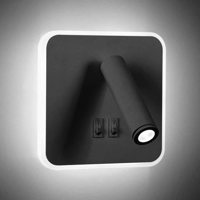 KAWELL 8W Moderne Applique Murale LED Lampe de Lecture Murale avec Interrupteur 350° Pivotant 3W