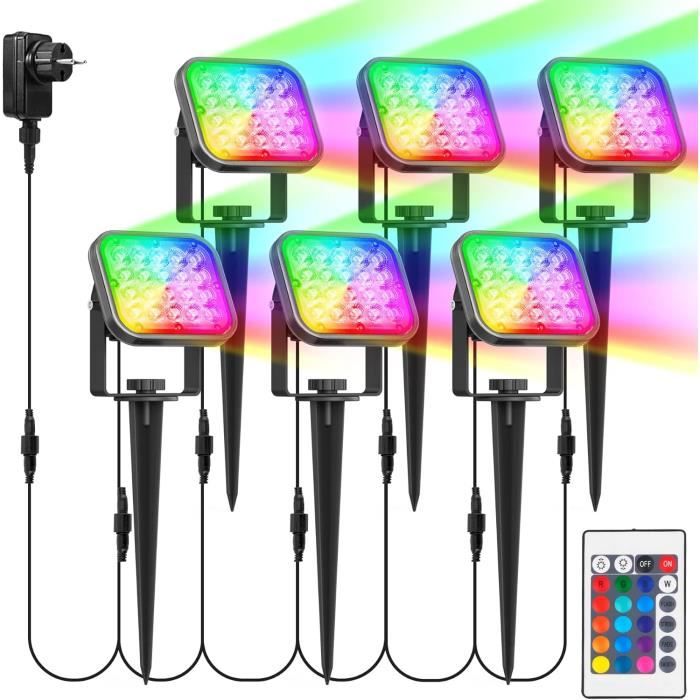 Projecteur LED RGB Extérieur 100W - Lot De 2 - 16 Couleurs, 4 Modes, Télécommande - Étanche IP65 - Pour Jardin, Arbres, Fêtes