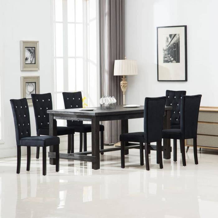 Chaise De Salle A Manger 6 Pcs Velours Noir Meubles Fauteuils