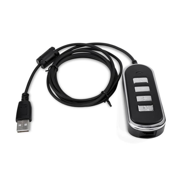 Câble Téléphone RJ9 Noir 9,3" - Bobine Extensible, Pour Modem, écouteurs, 4 Fils