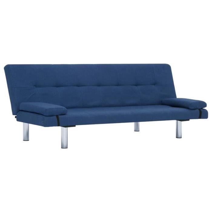LesSaisons Canapé-lit avec deux oreillers Bleu Polyester 117221 ...