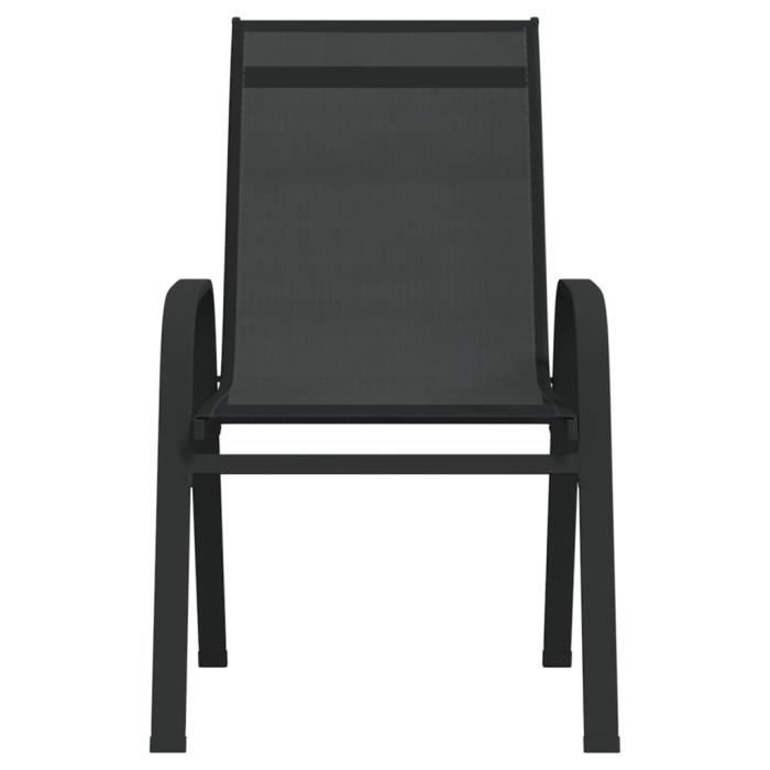 fhe - chaises de jardin - chaises empilables de jardin 4 pcs noir tissu textilène - haute qualite - dx0191