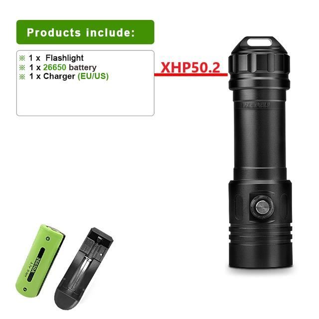 Torche de plongée LED 18000 lumens, lampe de poche sous-marine