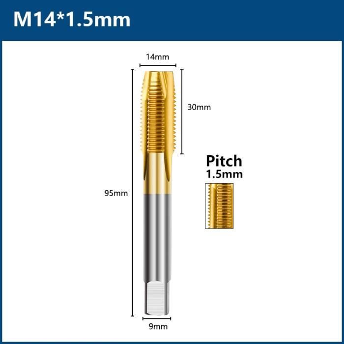 Taraud Métrique M2x0.4 HSS Revêtu TICN - Lot De 2 | Pour Acier Inoxydable, Aluminium | Filetage Spiralé