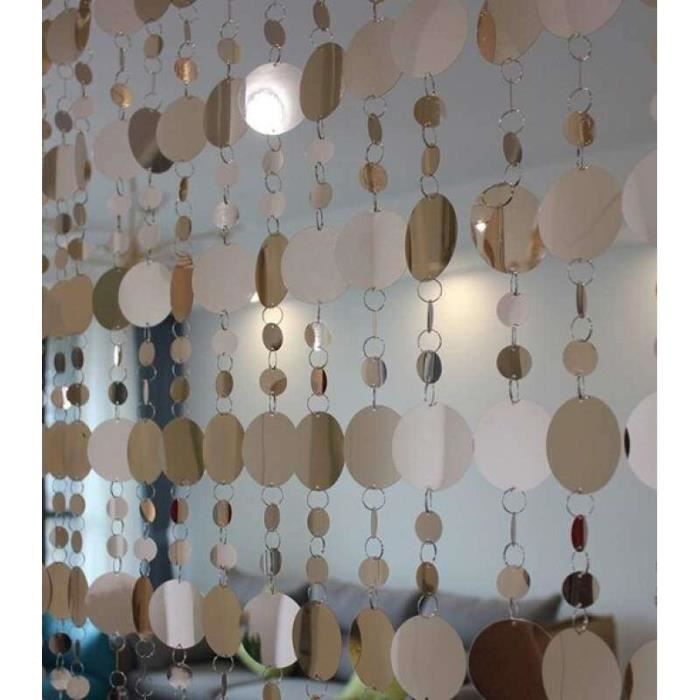 Guirlande De Paillettes Rondes PVC - Lot De 5 Chaînes De 1 Mètre - Décoration Mariage, Fête, Porte - Avec Crochets Adhésifs