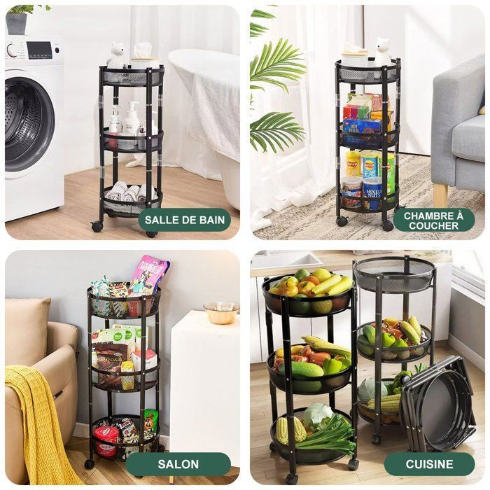 Étagère Métallique Pliable avec roulettes, étagères de Rangement pour Cuisine de Garage, étagère Pliante en Acier au Carbone (5 Couches