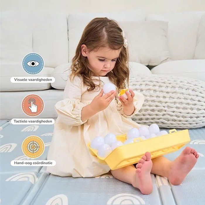 Dwafill Œufs Montessori Assortis - 12 Œufs Avec Chariot Poule - Jouet Sensoriel Dès 4 Ans - Éveil Et Logique