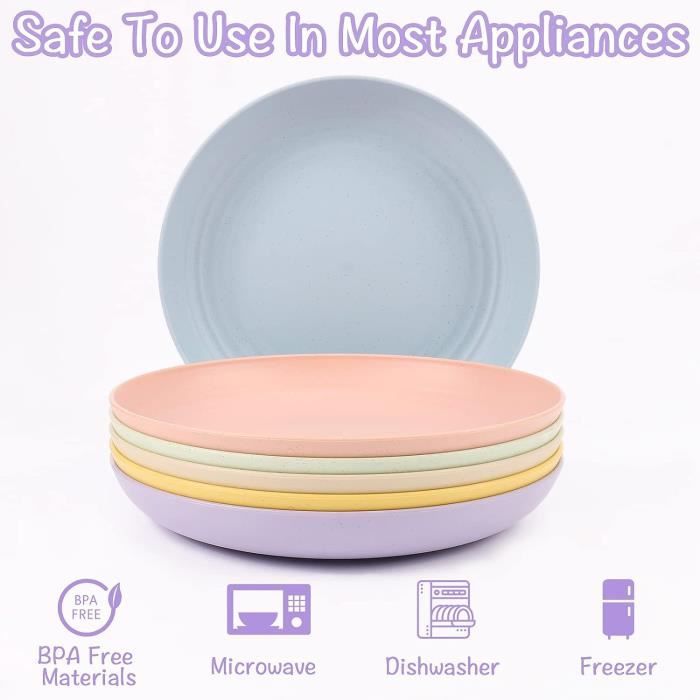 Vaisselle Camping Car 6 Assiettes Ovales Incassables Sans BPA - Vaisselle Plastique Micro-Ondes Et Lave-Vaisselle 29,5cm Assiettes Incassables