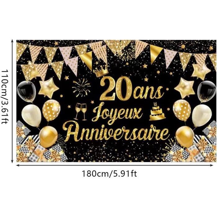 Bannière scintillante du 20e anniversaire 20 ans bénis Vive 20 ans 20e  anniversaire de mariage Bonne bannière du 20e anniversaire l 20e  anniversaire -  France