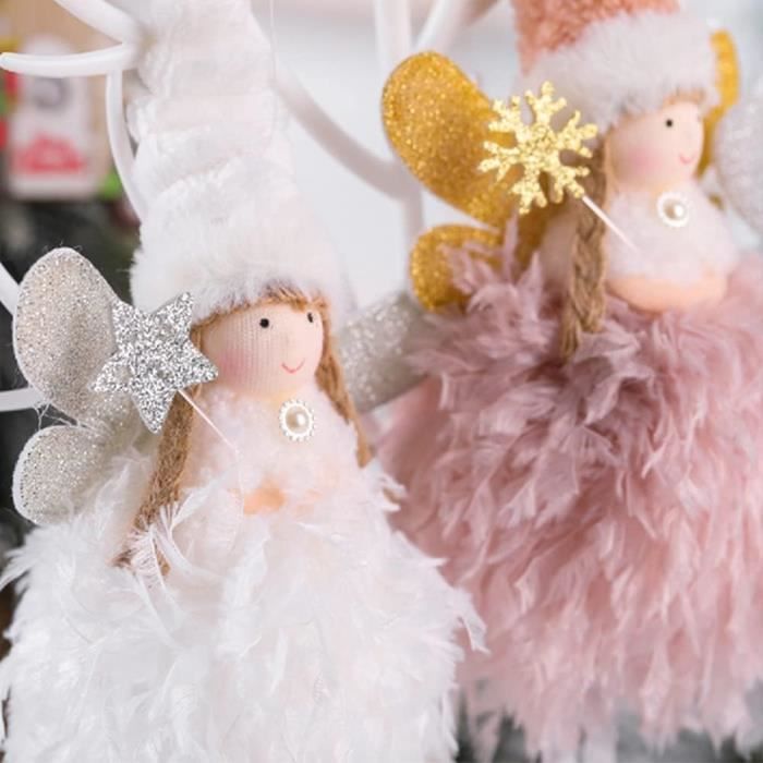 Ange De Noel Pour Sapin Avec Jupe En Plumes Et Ailes Poupee Ange De Noel Decorations Suspensions Pour Sapin De Noel Pour Fete Z828 Cdiscount Maison