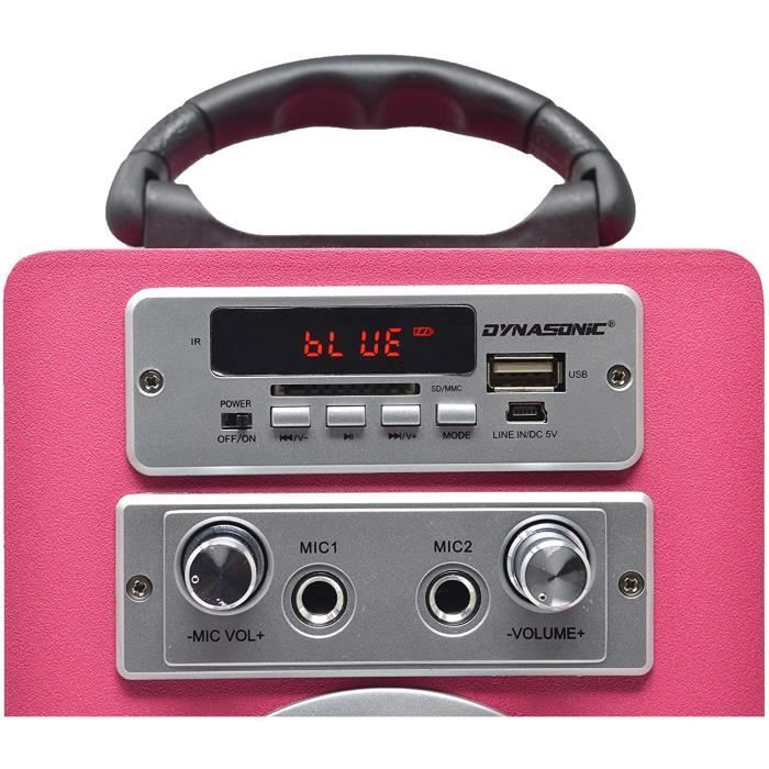 Dynasonic - Enceinte Bluetooth Portable karaoké 10W, 1 Micro inclu, Radio  FM, Lecteur USB/SD - Modèle 025, Couleur Rose - Cdiscount TV Son Photo
