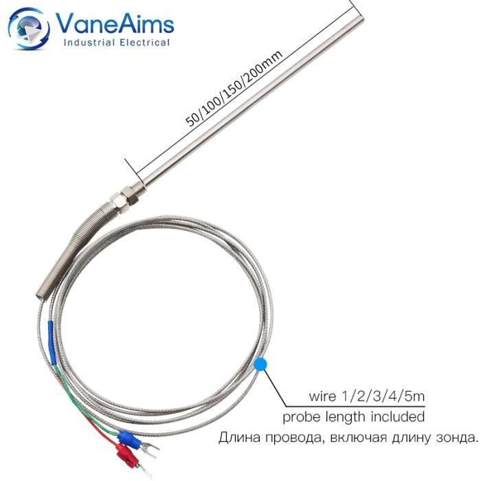 Sonde Température PT100 – Fil Thermocouple M8 50mm – Plage 0 à 400°C – Câble 3m – Pour Mesure Précise Température - 11
