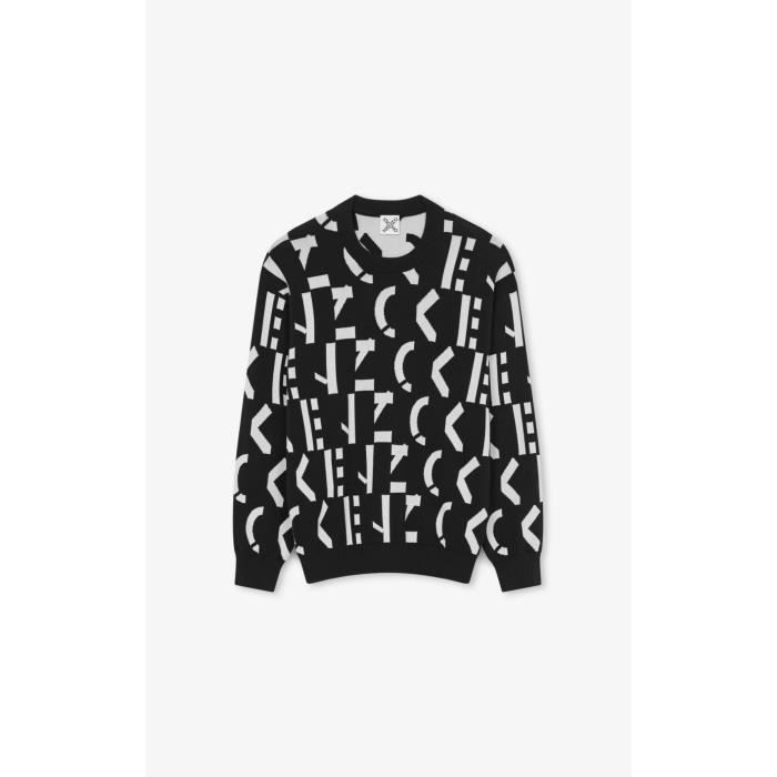 Pull monogramme oversize KENZO Sport NOIR Cdiscount Pr t Porter