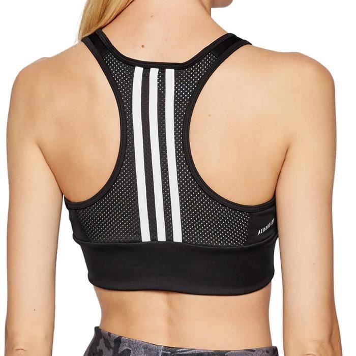 Brassiere de sport femme Adidas 3S BT Noir Blanc Dos nageur Technologie AEROREADY Black Cdiscount Sport