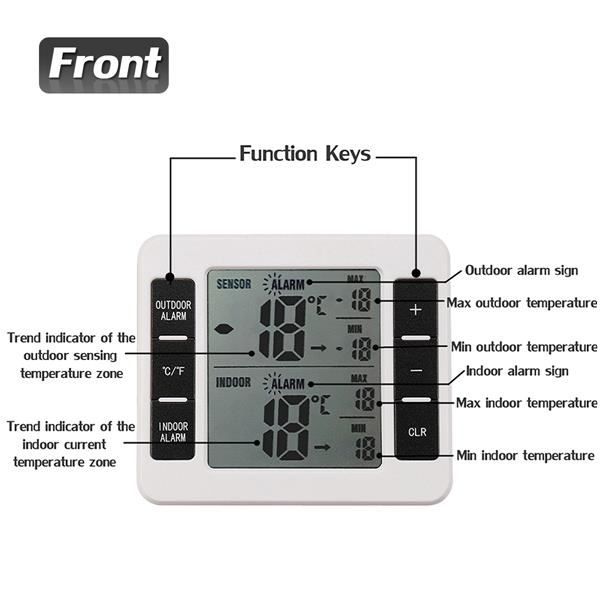 Thermomètre Réfrigérateur sans Fil - - Capteurs Intérieur/Extérieur