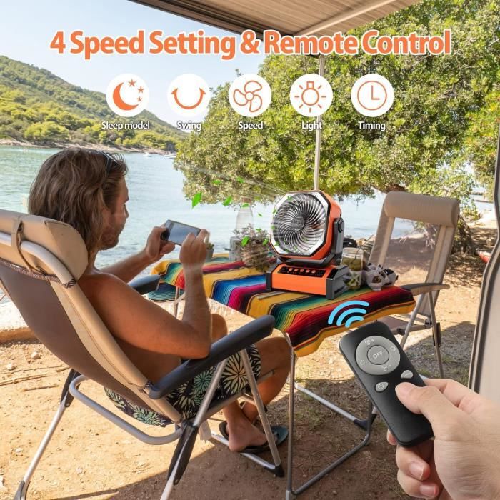 Ventilateur De Camping COZII 20000 MAh - Portable Oscillant Avec LED, Télécommande Et Minuterie Ventilateur Batterie Extérieure Ventilateur De Camping COZII 20000 MAh - Portable Oscillant Avec LED, Télécommande Et Minuterie Ventilateur Batterie Extérieure