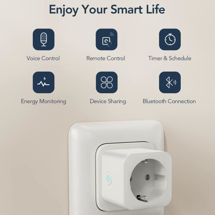 Prise intelligente SmartLife, Wi-Fi, Wattmètre, 3680 W