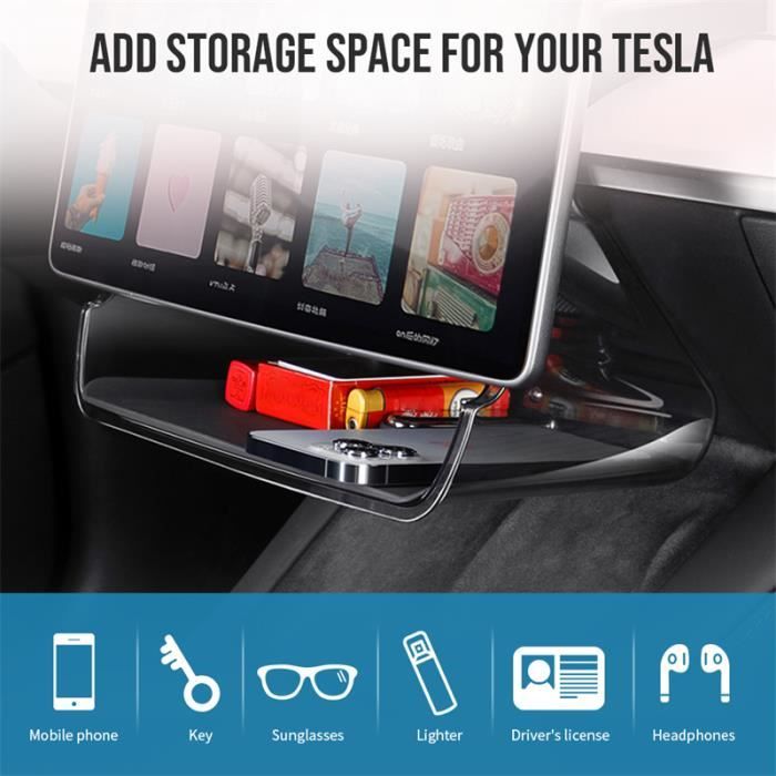 Boîte de rangement de tableau de bord pour Tesla Model 3 / y Noir