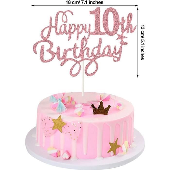 Probuk Decoration Gateau Anniversaire 10 ans, 7 Pièces Joyeux Anniversaire  Cake Topper, Happy Birthday Cake Topper,Cake Topper gâteau d'anniversaire
