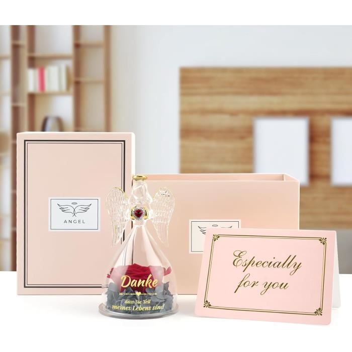 Rose Éternelle sous Ange Gardien Idée Cadeau Femme Original,Fleurs
