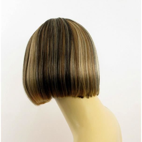 Perruque Courte Femme ELISA - Blond Clair Méché Cuivré Chocolat - Synthétique Neuve Avec étiquettes
