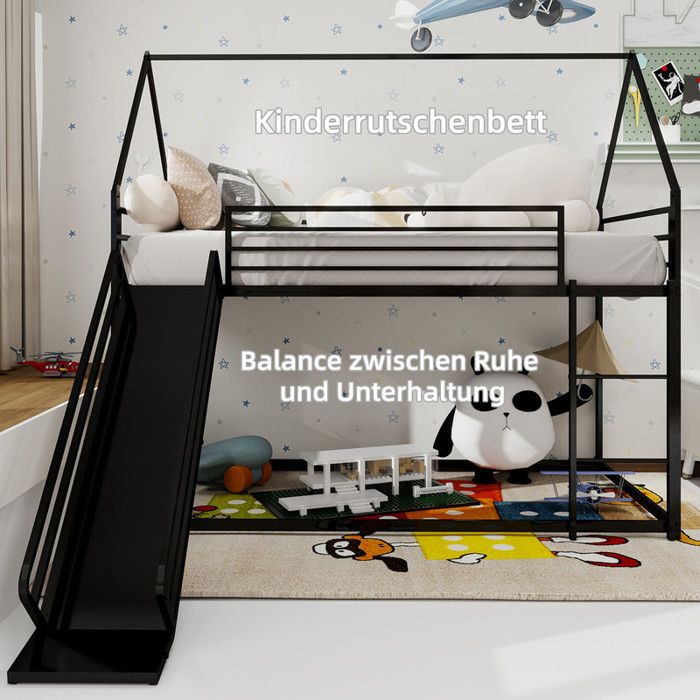 Lit Mezzanine Pour Enfants 90x200, Lit Superposé, Avec Débarras Et