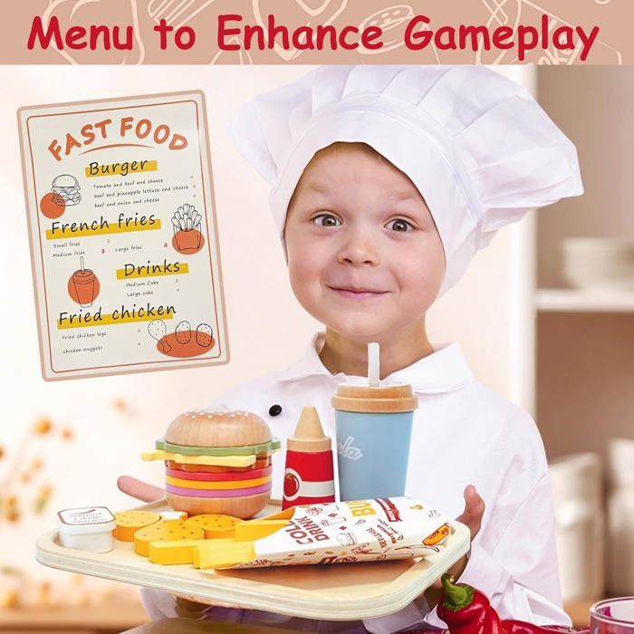 Cuisine jouet en bois FoodieFun howa pour enfants, avec 10 accessoires de cuisine, naturel/beige 48241 – howa Spielwaren