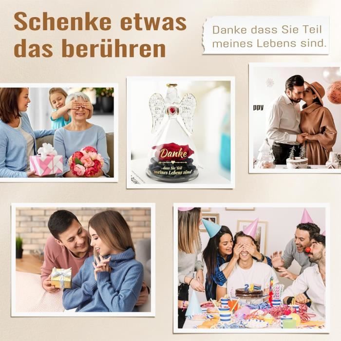 Rose Éternelle sous Ange Gardien Idée Cadeau Femme Original,Fleurs