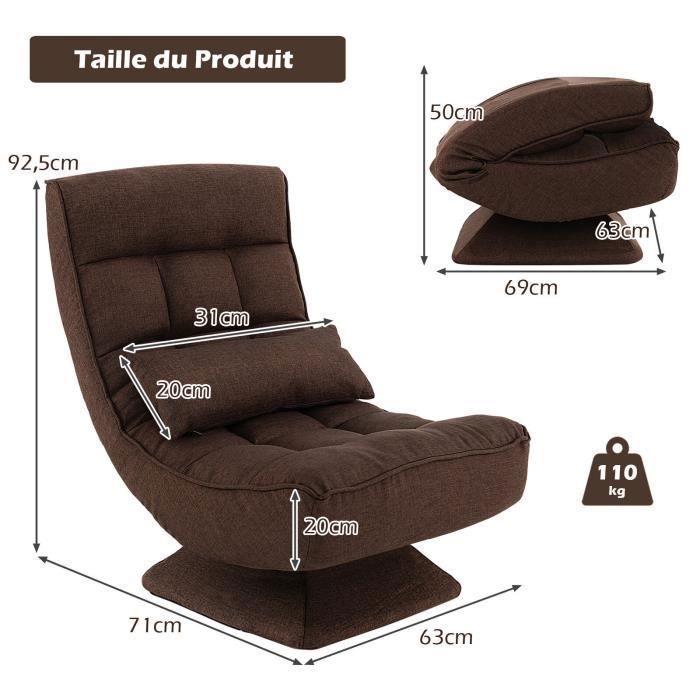 Chaise de Sol Pliante Réglable en 4 Positions pour Gaming avec Dossier Chaise de Sol Pliante Réglable en 4 Positions pour Gaming avec Dossier