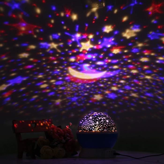 Lampe Veilleuse De Projection Rotative - Nuit Étoilée - Multicolor