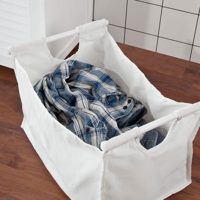 SoBuy Banc Coffre à Linge Avec Sac Amovible - Blanc, 50x35x53cm