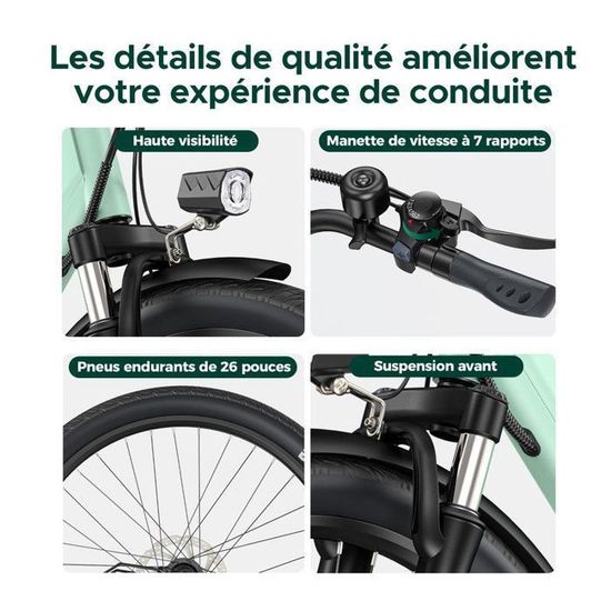 Vélo électrique Pliant HillMiles MilePort 1 - Batterie 36V 13Ah Amovible, Moteur 250W, Autonomie 100 Km, Pneus 20x3.0 Pouces, Vitesse Max 25 Km/h - 8