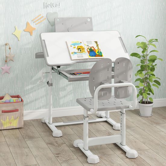 Bureau Enfant DREAMADE Avec étagères Réglables Et Plateau Liège - 2 Tiroirs, Station De Charge USB/Type-C - Pour 8-12 Ans