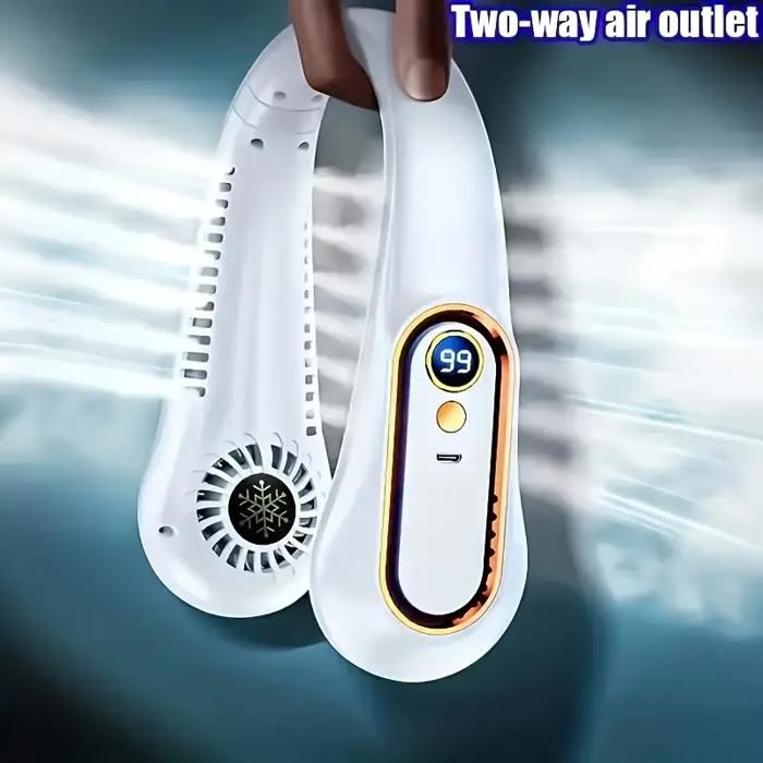 Ventilateur De Cou Rechargeable USB - 5 Vitesses, Blanc Mat - 2025, Classe A+++