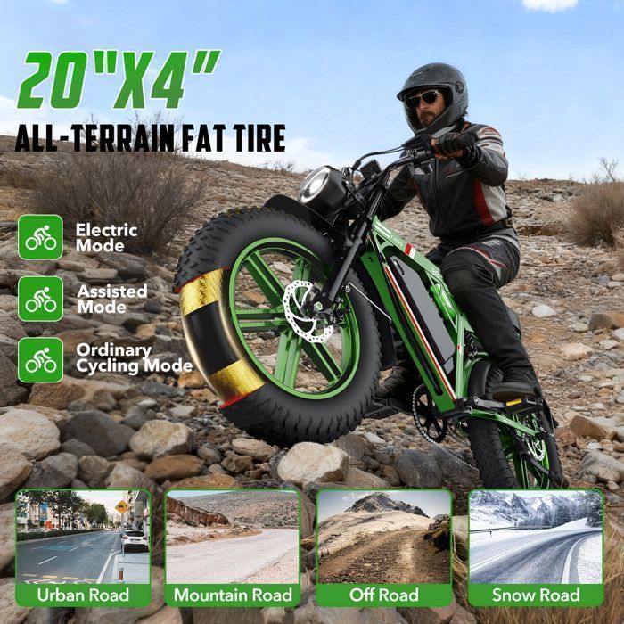 Vélo électrique Tout-terrain (VTTae) Emoko 1000W - Batterie 48Ah, Vitesse 50 Km/h, Roues 20" Fat - 2024