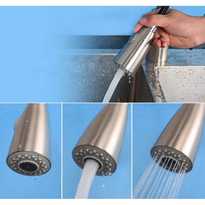 Tête de robinet de rechange, 3 fonctions, pivotante à 360°, tête de pulvérisation pour robinet d'évier, connexion G1/2, remplacement pour robinet de cuisine, polissage de la tête de pulvérisation de r Tête de robinet de rechange, 3 fonctions, pivotante à 360°, tête de pulvérisation pour robinet d'évier, connexion G1/2, remplacement pour robinet de cuisine, polissage de la tête de pulvérisation de r