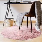 THE DECO FACTORY Tapis de Salon ou Chambre Shaggy - Neo Yoga- Tapis Rond Lavable à Base Fine en Microfibre Poils Longs Extra Doux Rose Ø 90 cm
