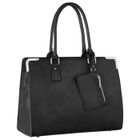 CRAZYCHIC - Grand Sac Main Cabas Femme - Cours Lycéenne Etudiante - Fourre-Tout Format A4 Cuir - Shopper Epaule Bandoulière - Noir