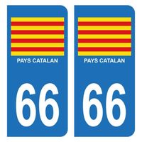 Autocollant Stickers Plaque d'immatriculation Auto Voiture 66 Drapeau Catalan