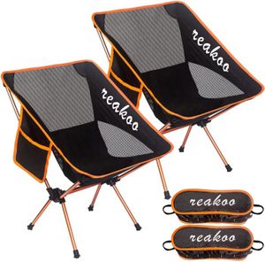 CHAISE DE CAMPING Orange Chaises de Camping Pliantes Portable Lot de 2, Compacte Ultra Légère et Portable Chaise Pliante Camping, avec Sac de